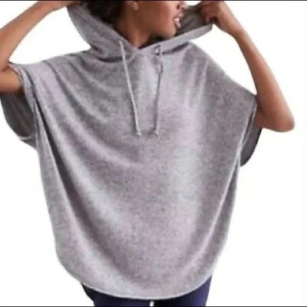 Aerie Just Add Leggings Hooded Heather Gray Sleeveless Poncho Small